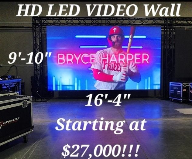 LED video wall displaying Bryce Harper. Price starts at $27,000.