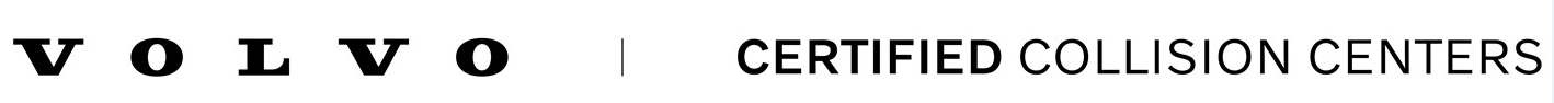 Volvo Certified Collision Centers logo with black text and red accent bar on a white background