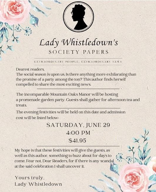 A flyer for Lady Whistledown's Society Papers