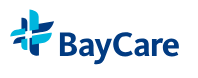 BayCare logo in blue with a teal cross symbol on a white background