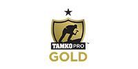 TAMKO Pro Gold logo: Gold shield with a black figure, star, and text on white background.