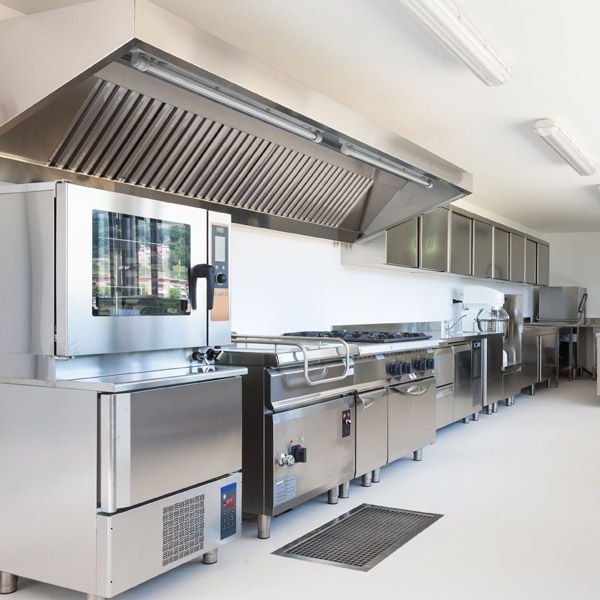 Newly cleaned restaurant kitchen