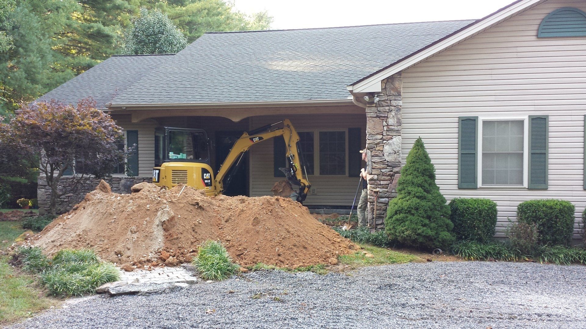 Excavating around the foundation
