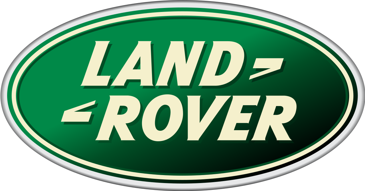 A green and white land rover logo on a white background