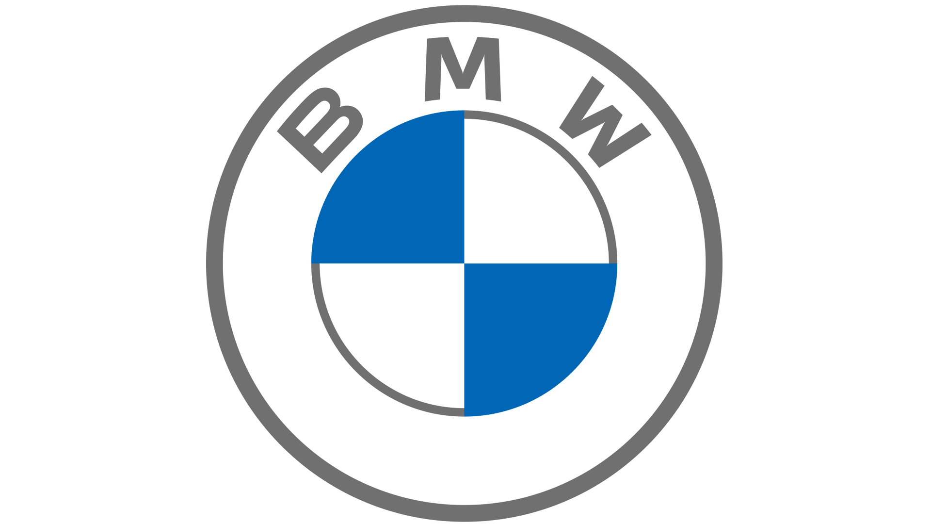 The bmw logo is blue and white in a circle on a white background.