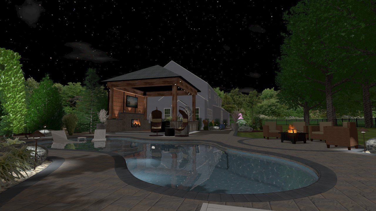 Pool to Pavilion - Night