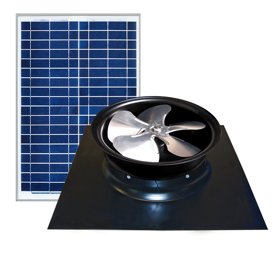 A fan with a solar panel next to it