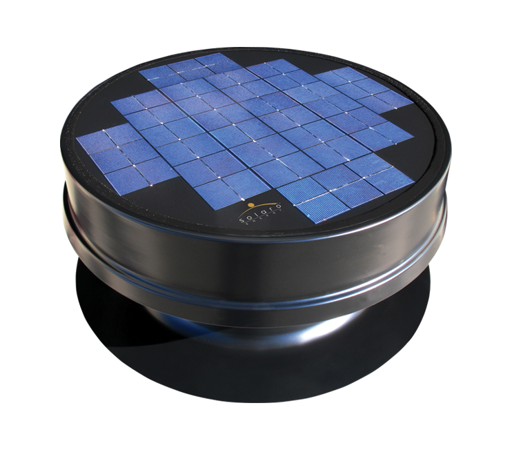 A black circular object with a solar panel on top of it