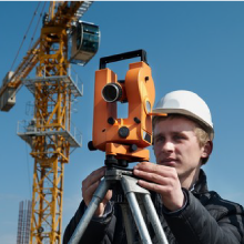 Surveyor checking the site