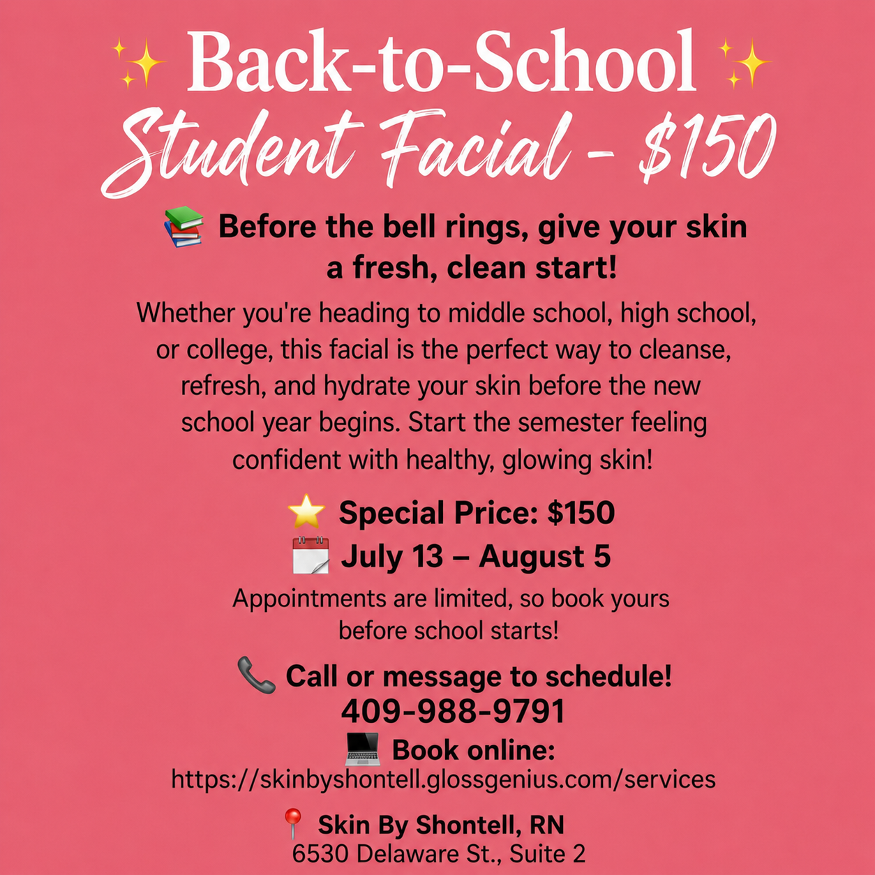 Back-to-School Student Facial