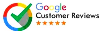 Google Customer Reviews logo with checkmark and five stars.