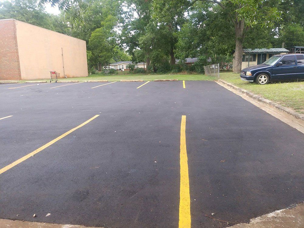 Asphalt Parking with Yellow Markings