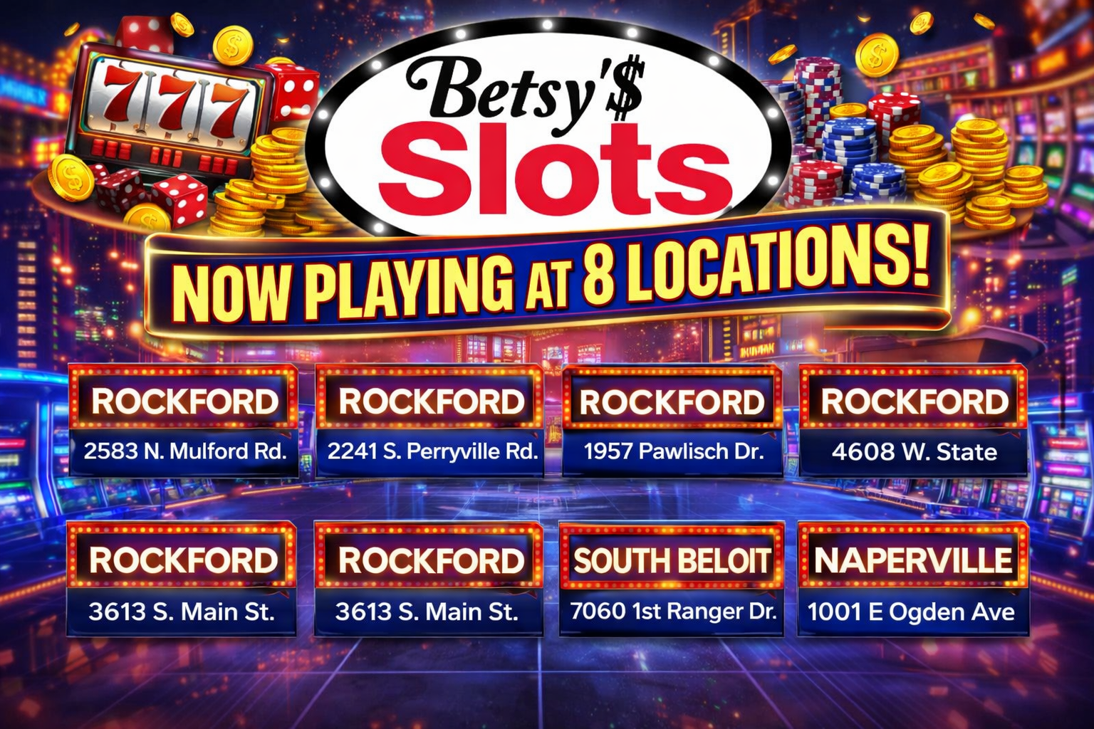 Woman holding money in front of slot machines.