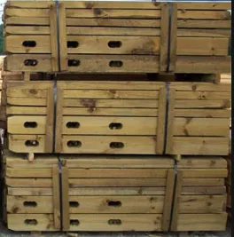 Three stacked bundles of wooden planks bound by metal straps, each featuring pre-drilled slotted holes.