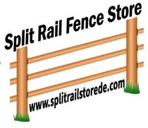 Logo for Split Rail Fence Store featuring a graphic of a three-rail wooden fence and the website address.