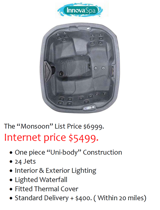 A picture of a hot tub with the internet price of $ 5499