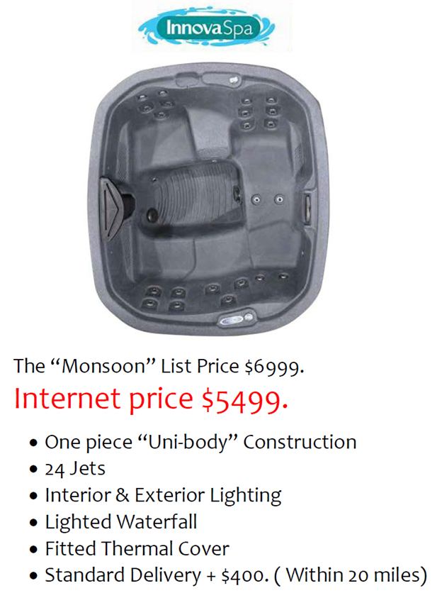 A picture of a hot tub with the internet price of $ 5499
