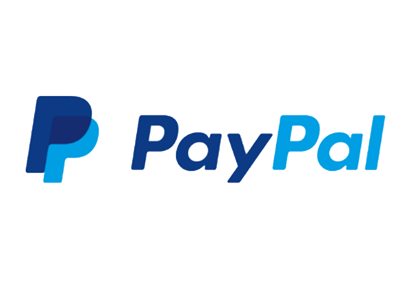 PayPal logo in blue text with a stylized blue “P” icon