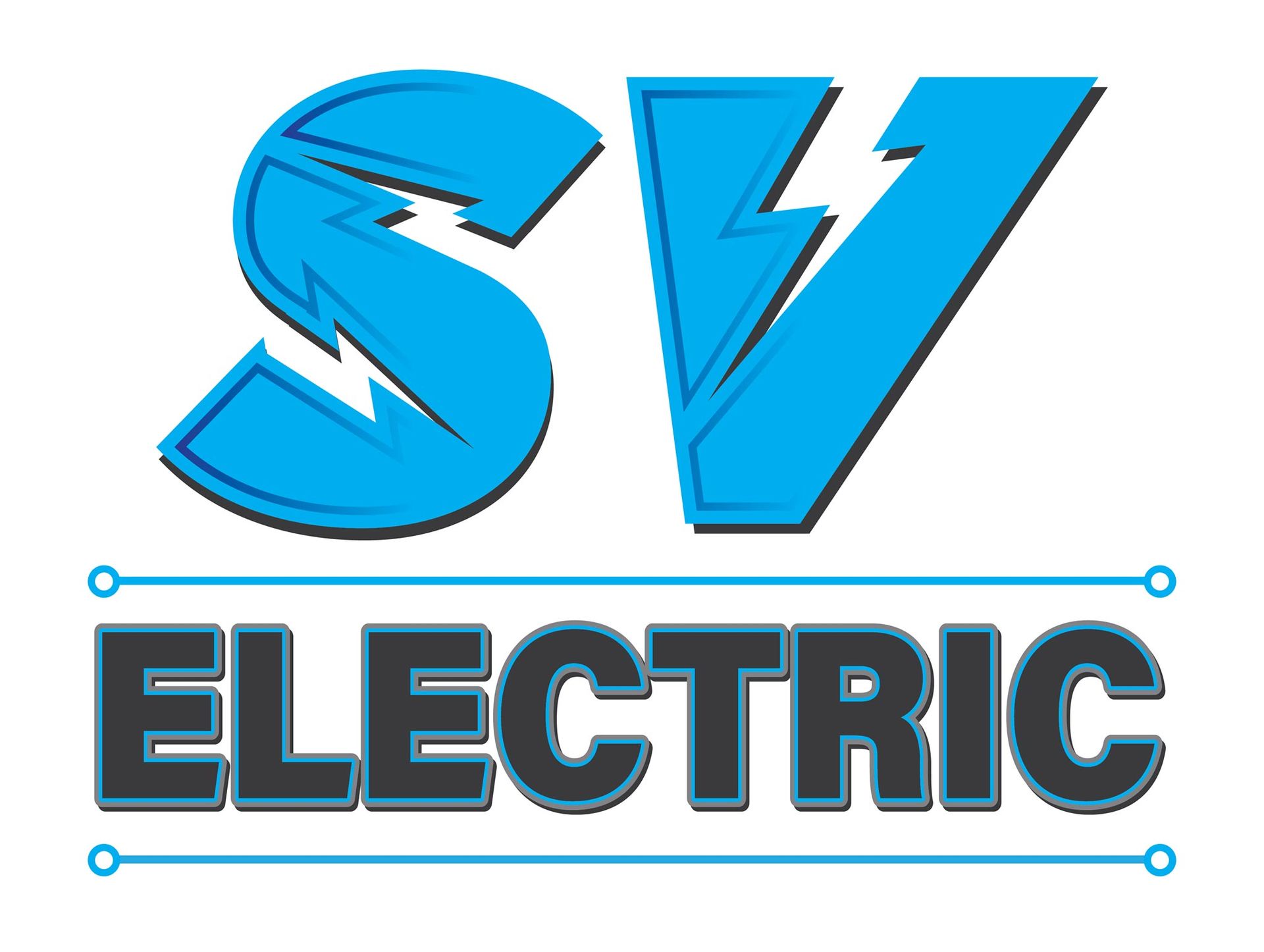 The logo for sv electric has a lightning bolt on it.