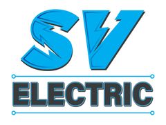 The logo for sv electric has a lightning bolt on it.