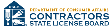 The logo for the department of consumer affairs contractors state license board