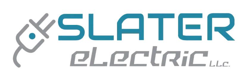 Slater Electric LLC logo with teal and black text on a white background