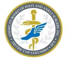 American Board of Foot and Ankle Surgery logo: Caduceus with a blue winged foot.