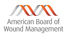 American Board of Wound Management logo: intertwined orange and gray ribbons above text.