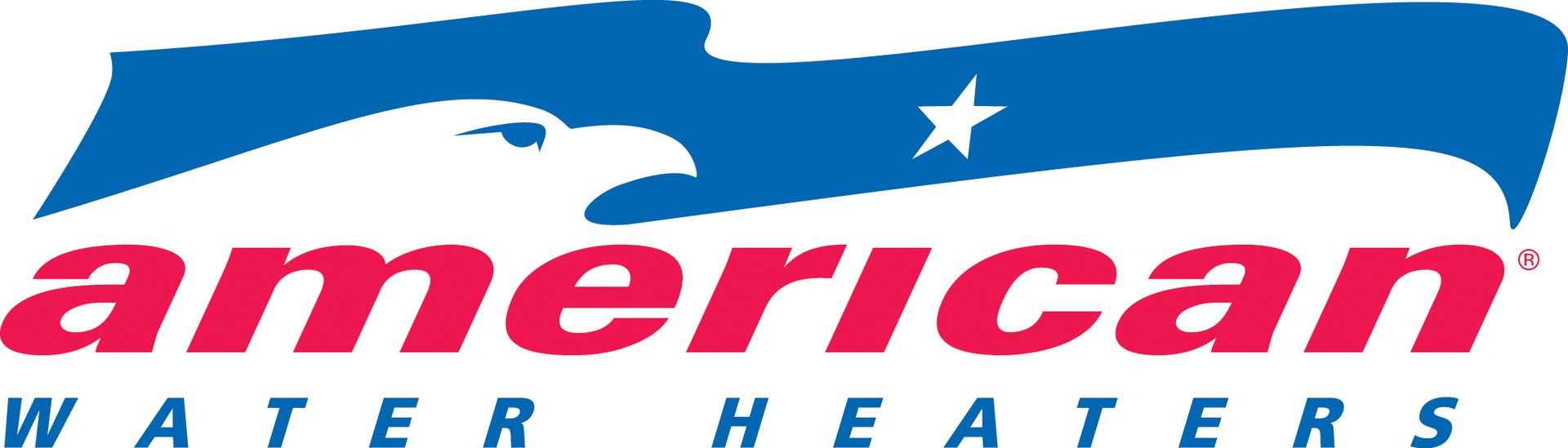 A logo for american water heaters with an eagle on it