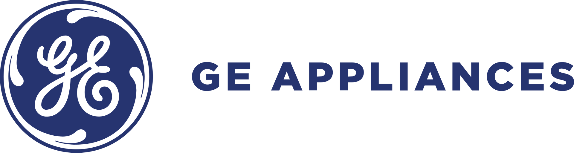 A black and white logo for ge appliances on a white background.