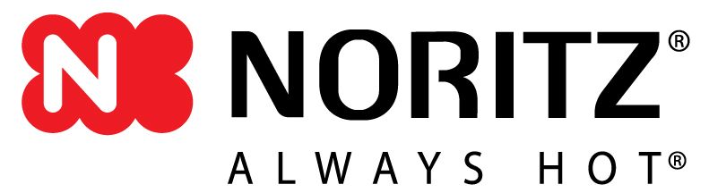 The logo for noritz always hot is shown on a white background.