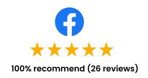 Facebook logo with five gold stars and