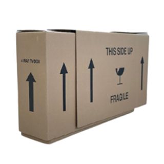 Cardboard box for a TV, marked
