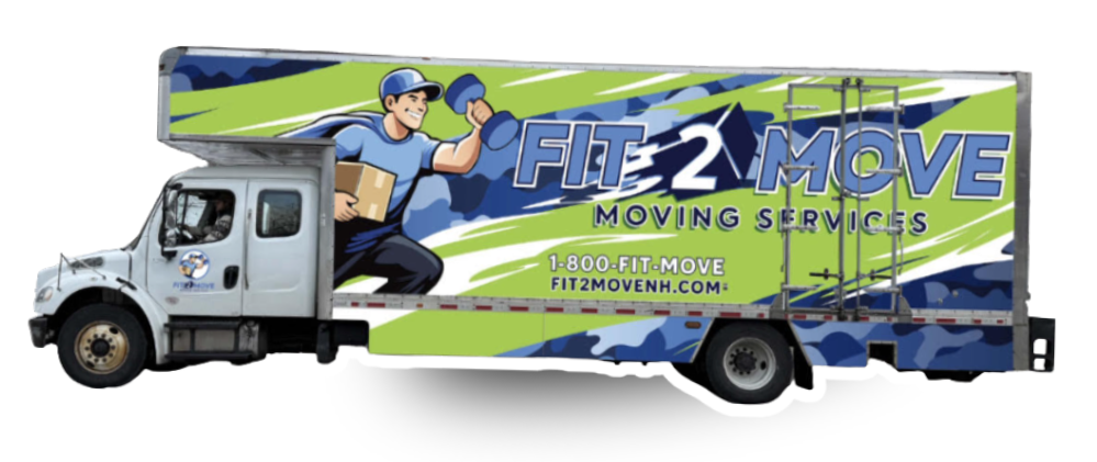 A moving truck branded 