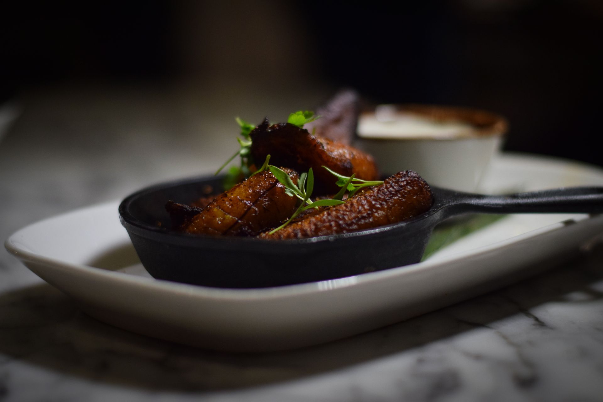 A close up of a plate of food on a table.