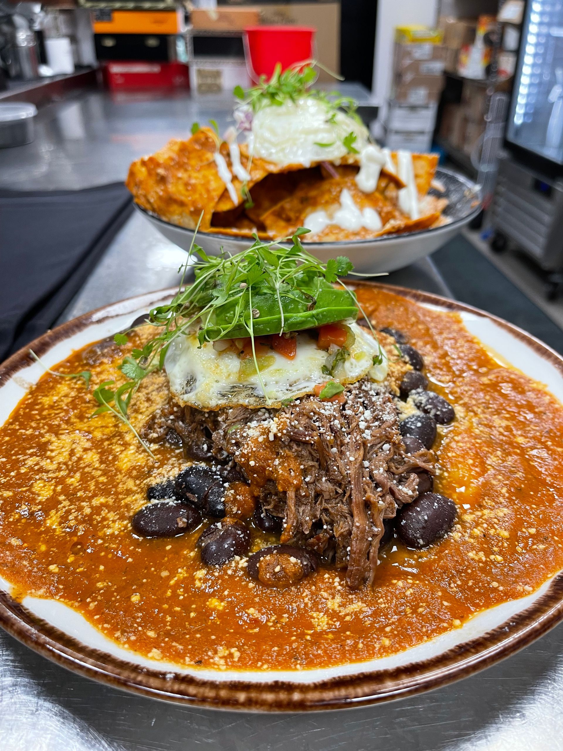 A close up of a plate of food on a table.
