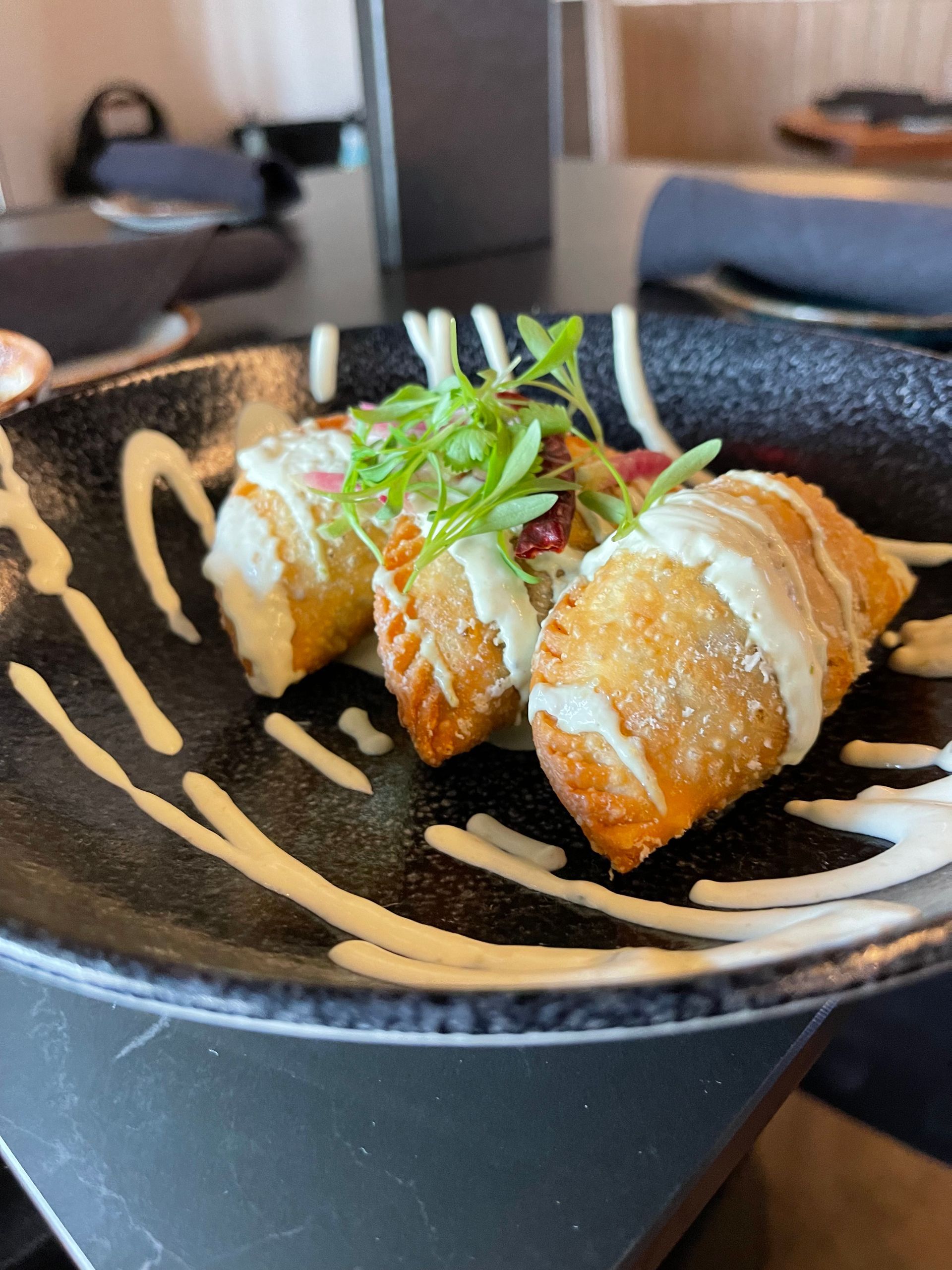 A close up of a plate of food on a table