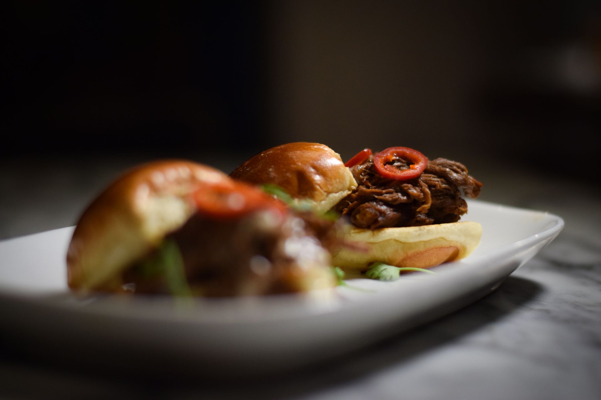 A close up of a plate of food on a table.