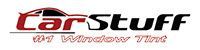 Logo with the words "Car Stuff" and "Window Tint" in red and black, with a car icon.
