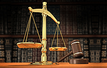 Scales of justice and a gavel