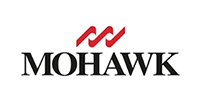 Logo for Mohawk, a company. The logo includes a red wave-like design above the word 