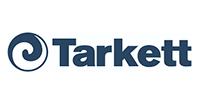 Tarkett logo with a blue spiral emblem on the left and text 