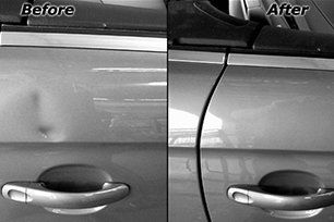 Before and after dent repair