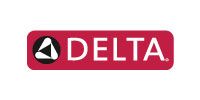 A red and white delta logo on a white background.