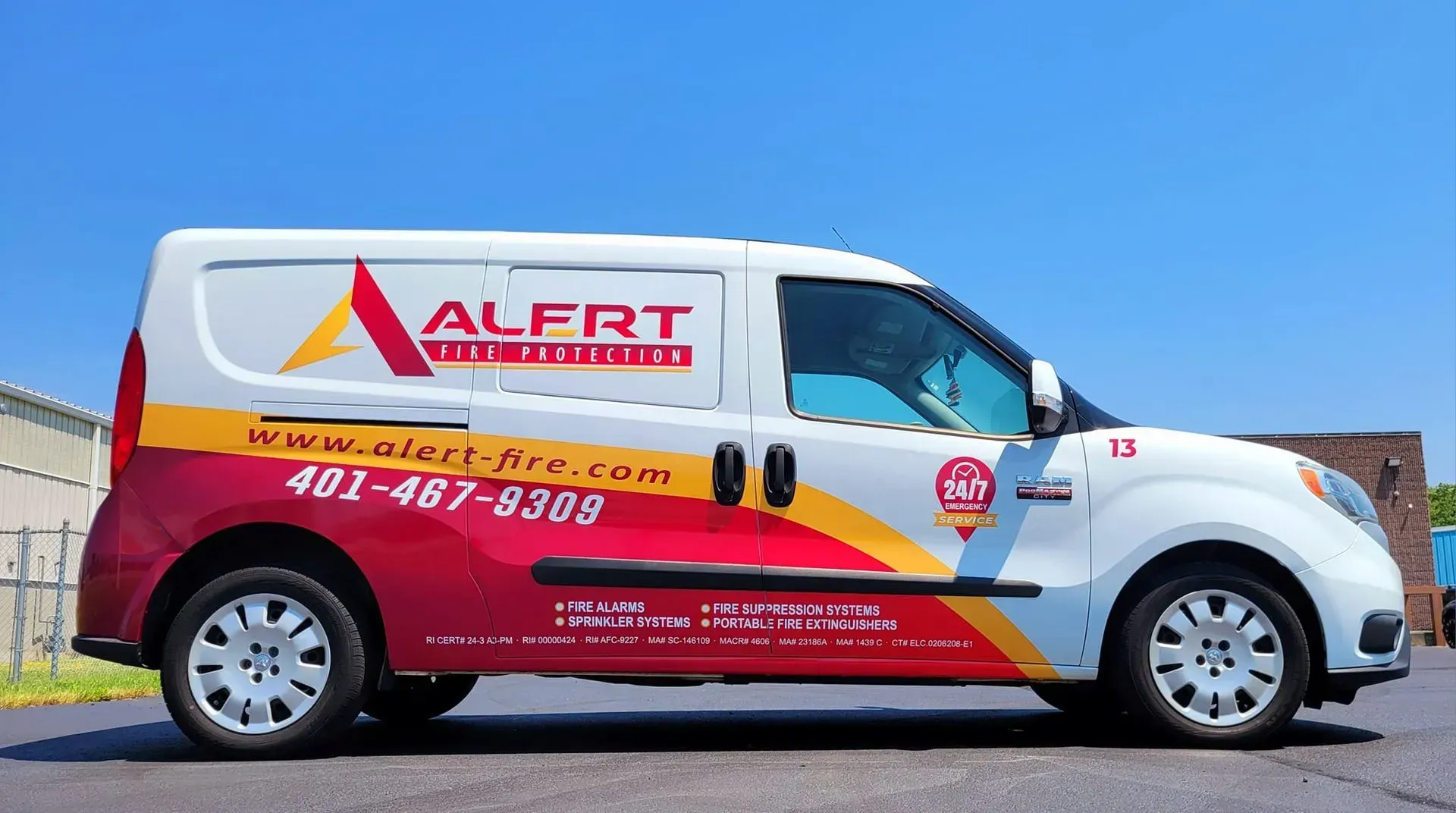 White and red van with 