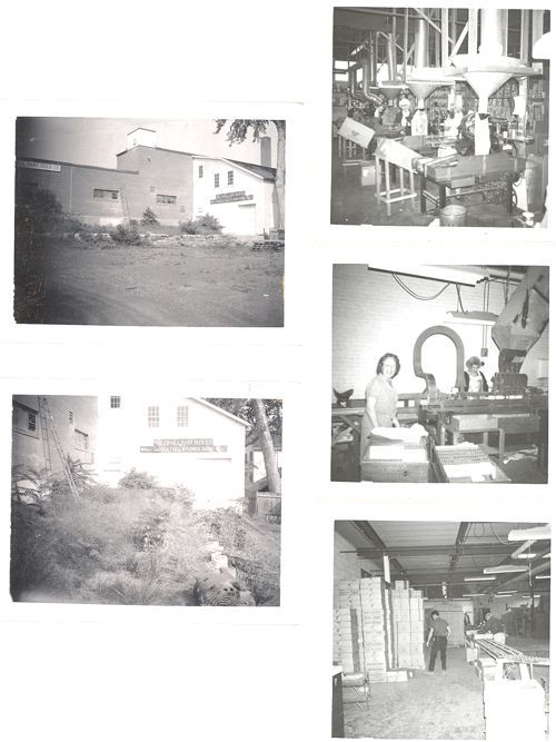 A collage of black and white photos of a factory