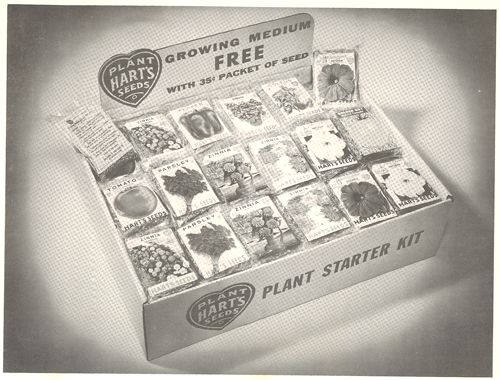 A black and white photo of a plant starter kit