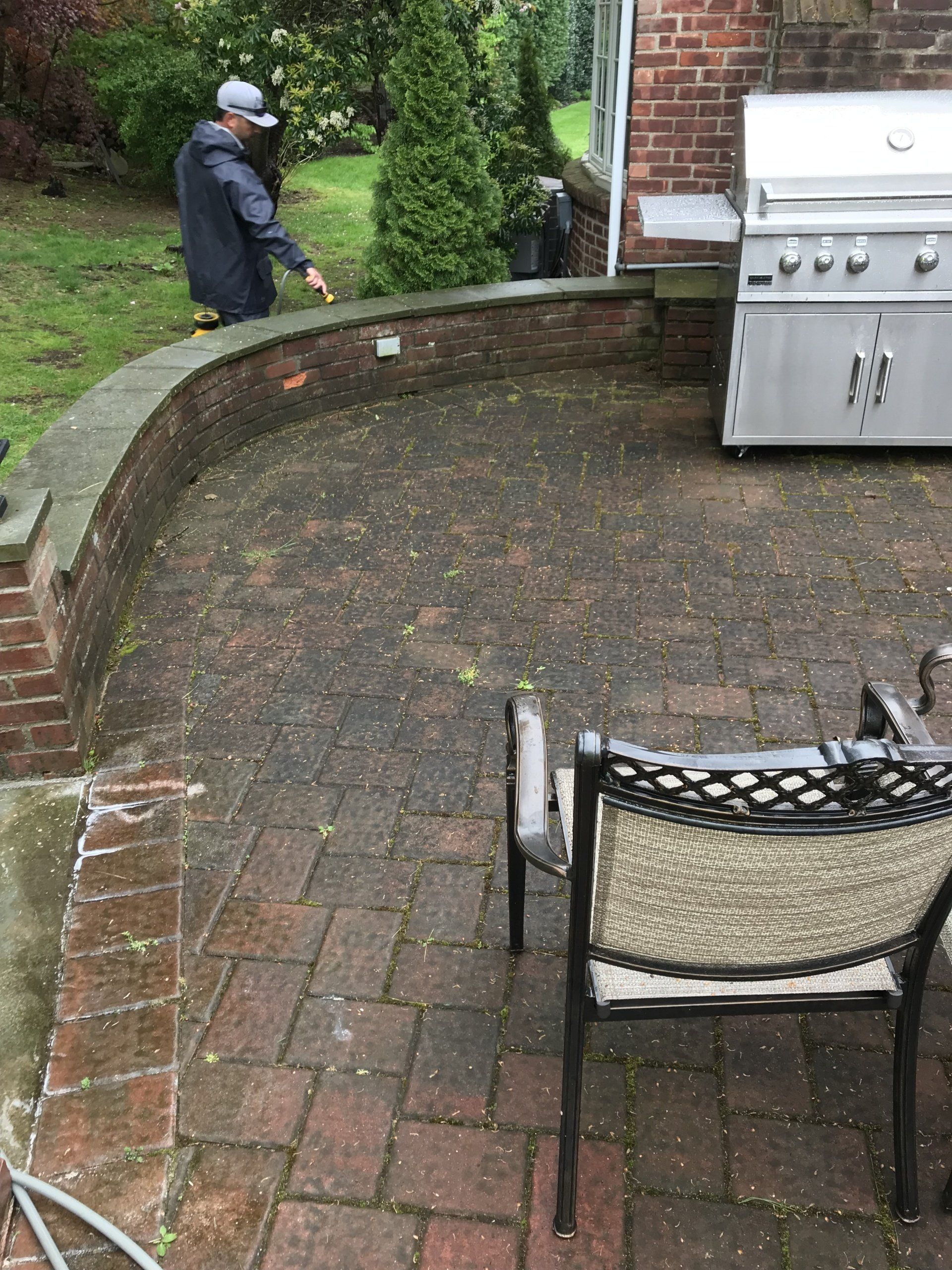 Before brick patio cleaning