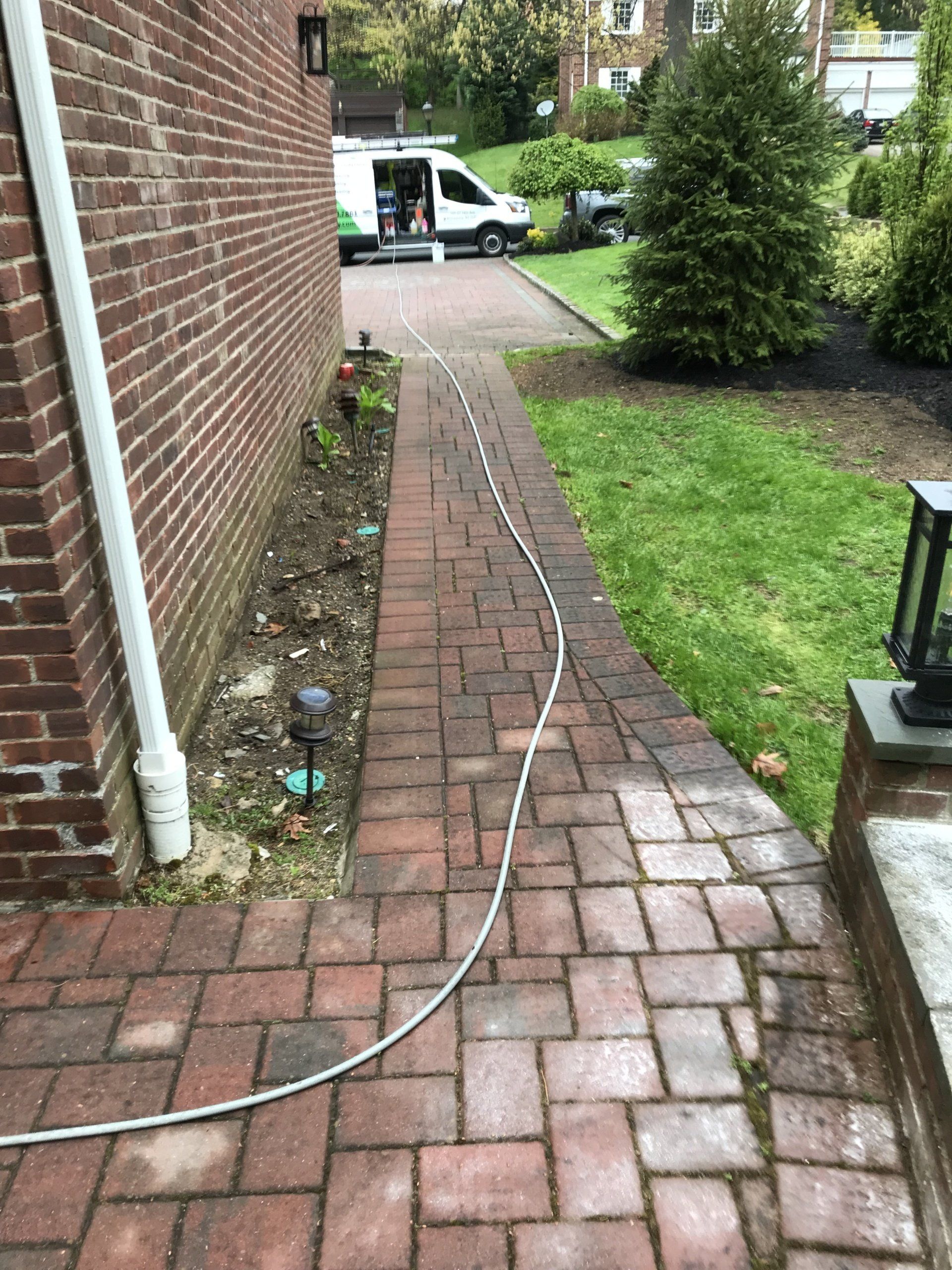 Before brick walkway cleaning