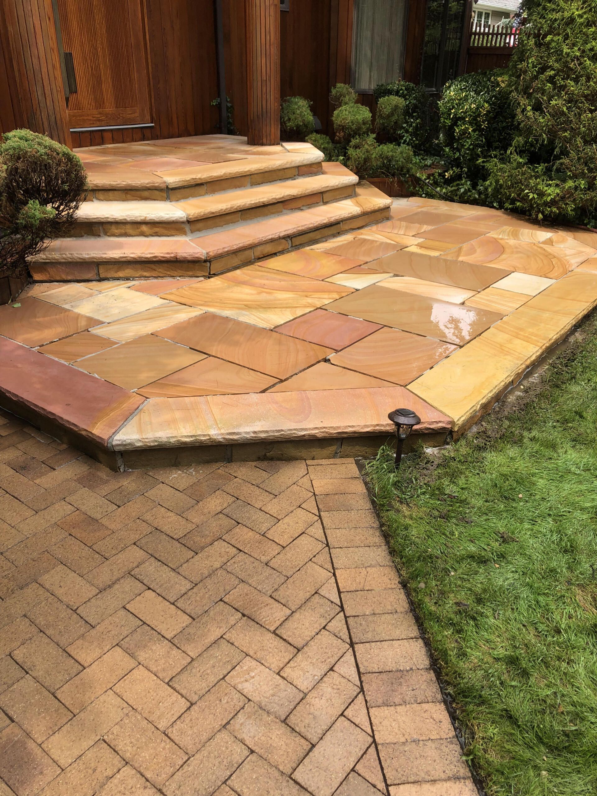 After brick walkway and steps cleaning
